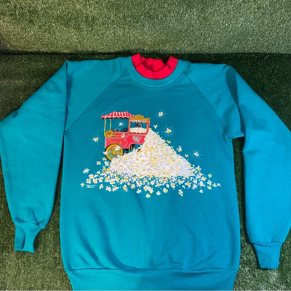 Vintage Sweatshirt 90's Morning Sun -Popcorn Pullover Sweatshirt, Y2K,